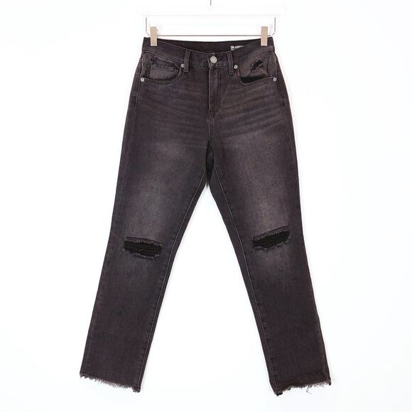 BlankNYC Womens Distressed Fray High Rise Slim Jeans Black Size 25 Grunge - Picture 3 of 9